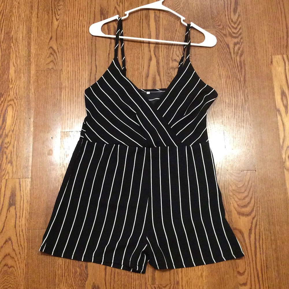 Black and White Striped Romper